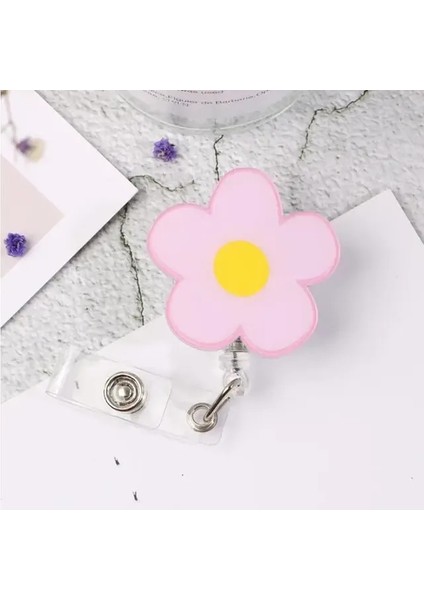 F Sevimli Kart Klibi Silikon Güzel Çiçekler Geri Çekilebilir Makaralı Isimlik Öğrenci Hemşire Sergi Enfermera Isim Kartı Kimlik Kartı Sandığı (Yurt Dışından)