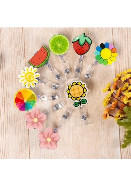 F Sevimli Kart Klibi Silikon Güzel Çiçekler Geri Çekilebilir Makaralı Isimlik Öğrenci Hemşire Sergi Enfermera Isim Kartı Kimlik Kartı Sandığı (Yurt Dışından) fiyatları