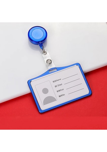 Mavi Plastik Makara 1 Adet Geri Çekilebilir Rozet Kart Tutucu Alüminyum Çalışma Kartı Kılıfı Hemşire Doktor Kimlik Adı Kart Rozeti Tutucu Okul Ofis Malzemeleri (Yurt Dışından)