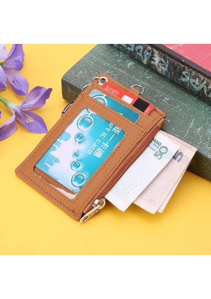 Gri Thinkthendo Taşınabilir Deri Iş Kimlik Kartı Kredi Rozeti Tutucu Bozuk Para Cüzdanı Anahtarlık (Yurt Dışından) indirimleri