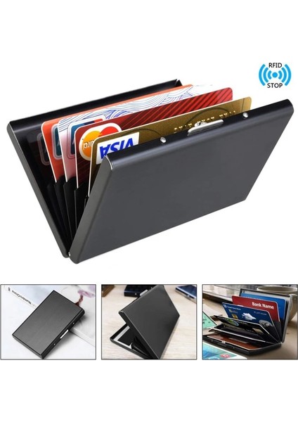 Altın Moda Alüminyum Antimanyetik Kart Tutucu Kadın Erkek Metal Kredi Kartı Kartvizit Sahipleri Organizatör Çanta Cüzdan (Yurt Dışından) fiyatları