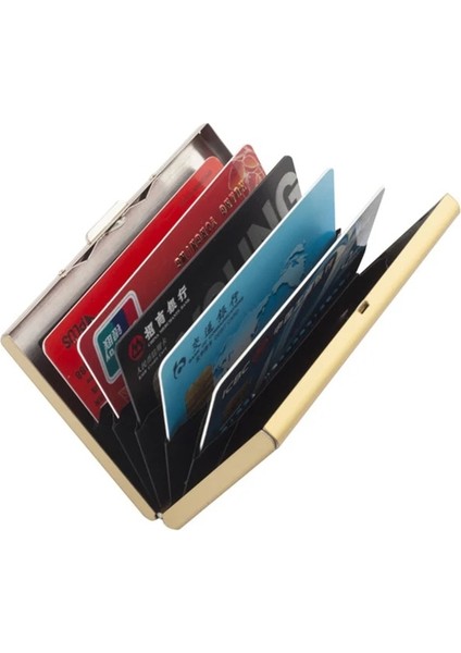 Altın Moda Alüminyum Antimanyetik Kart Tutucu Kadın Erkek Metal Kredi Kartı Kartvizit Sahipleri Organizatör Çanta Cüzdan (Yurt Dışından) modelleri