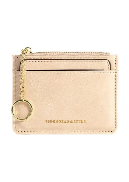 Bir Erkek ve Kadın Kimlik Kartı Tutucu Pu Fermuar Küçük Bozuk Para Cüzdanı Kredi Kartı Tutucu Düz Renk Kartvizit Kılıfı Kartvizit Tutucu (Yurt Dışından)