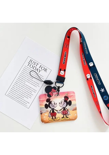 D Disney Stitch Minnie Mouse Kampüs Kart Seti Uzun Halat Rozeti Öğrenci Kartı Metro Kart Seti Çalışma Kartı Hediye (Yurt Dışından)