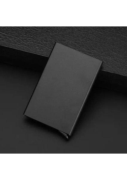Siyah Kredi Kartı Tutucu Erkekler Ince Anti Koruma Seyahat Kimlik Kartı Sahibi Kadın Rfid Cüzdan Metal Kasa Porte Carte (Yurt Dışından)