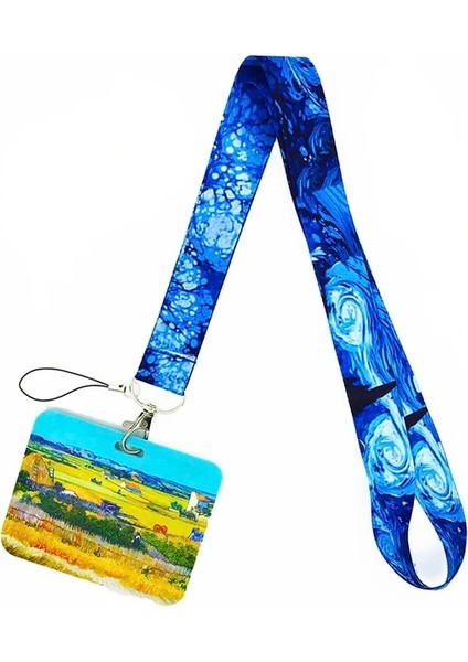 17 Van Gogh Yağlıboya Ayçiçeği Sanat Moda Kordon Kimlik Rozeti Tutucu Otobüs Geçiş Kılıfı Kayma Bankası Kredi Kartı Tutucu Askı Hediye (Yurt Dışından)