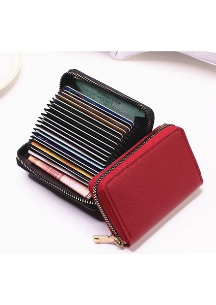 20 Yuvaları Kırmızı Kartvizitlik Cüzdan Kadın/erkek Gri Banka/kimlik/kredi Kartı Tutucu 20 Bit Kart Cüzdan Pu Deri Kılıfı Korur Bozuk Para Cüzdanı (Yurt Dışından) fırsatları