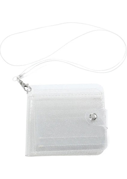 Beyaz Pvc Şeffaf Cüzdan Kadın Şeffaf Glitter Sikke Çanta Mini Para Kart Sahibinin (Yurt Dışından)