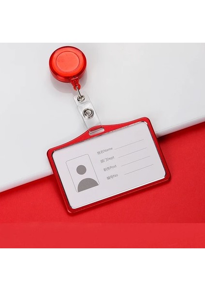 Kırmızı Plastik Makara 1 Adet Geri Çekilebilir Rozet Kart Tutucu Alüminyum Çalışma Kartı Kılıfı Hemşire Doktor Kimlik Adı Kart Rozeti Tutucu Okul Ofis Malzemeleri (Yurt Dışından)