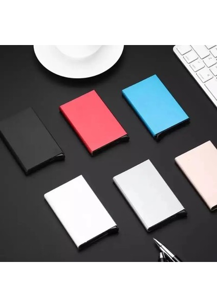 Gümüş Yeni Otomatik Silde Alüminyum Kimlik Nakit Kart Sahibinin Erkekler Iş Rfid Engelleme Cüzdan Kredi Kartı Koruyucu Kılıf Cep Çanta (Yurt Dışından) fırsatları