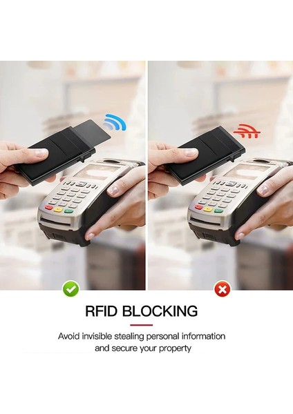Siyah Rfid Akıllı Kredi Kartı Tutucu Cüzdan Metal Ince Ince Erkek Kadın Cüzdan Pop Up Minimalist Cüzdan Siyah Metal Banka Kart Sahibi Kılıfı (Yurt Dışından) fiyatları