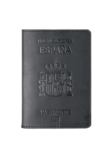 Siyah High-End Ispanya Dana Pasaport Kapağı Espana Kredi Kart Tutucu Vintage Erkek Kadın Pasaport Çantası Seyahat Cüzdanı Saklama Çantası (Yurt Dışından)
