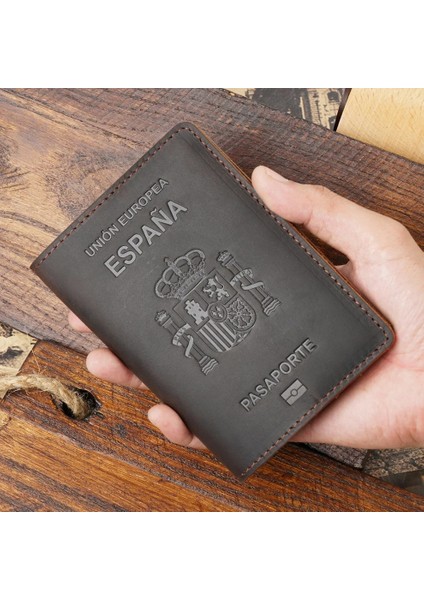 Siyah High-End Ispanya Dana Pasaport Kapağı Espana Kredi Kart Tutucu Vintage Erkek Kadın Pasaport Çantası Seyahat Cüzdanı Saklama Çantası (Yurt Dışından) fırsatları
