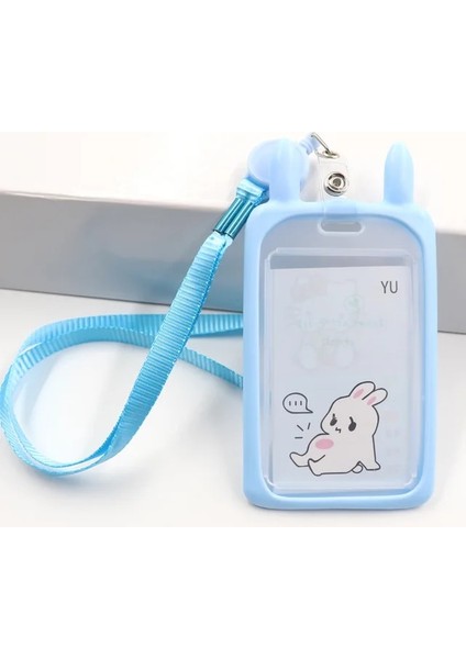 Mavi Kredi Kartı Tutucu Geri Çekilebilir Makara Kordon Sevimli Karikatür Banka Kimlik Otobüs Kimlik Kartı Tutucu Cüzdan Otobüs Kartı Kapak Kılıf Çanta (Yurt Dışından)