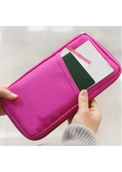 Gül Seyahat Cüzdanı Pasaport Kredi Kartı Tutucu Organizatör Nakit Tutucu Belge Çantası Çok Fonksiyonlu Çanta Seyahat Paketi Debriyaj Saklama Çantası (Yurt Dışından)