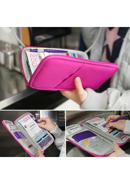 Gül Seyahat Cüzdanı Pasaport Kredi Kartı Tutucu Organizatör Nakit Tutucu Belge Çantası Çok Fonksiyonlu Çanta Seyahat Paketi Debriyaj Saklama Çantası (Yurt Dışından) modelleri