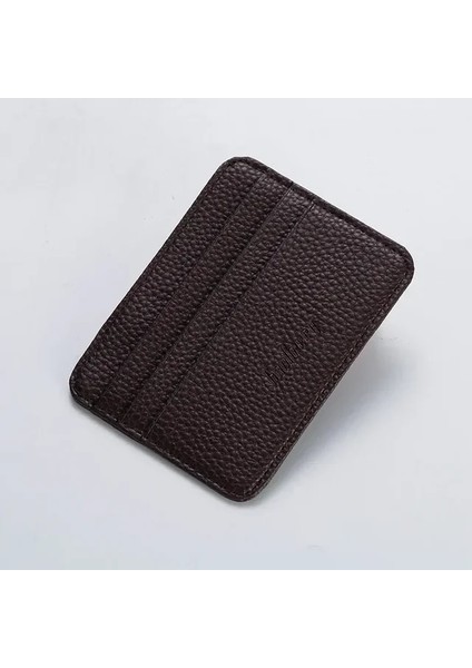 Koyu Kahverengi Moda Ince Minimalist Cüzdan Pu Deri Kredi Kartı Tutucu Kısa Çanta Deri Kimlik Kartı Tutucu Şeker Renk Bankası Çoklu Yuva Kartı (Yurt Dışından)