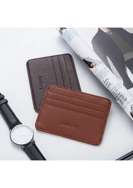 Koyu Kahverengi Moda Ince Minimalist Cüzdan Pu Deri Kredi Kartı Tutucu Kısa Çanta Deri Kimlik Kartı Tutucu Şeker Renk Bankası Çoklu Yuva Kartı (Yurt Dışından) modelleri