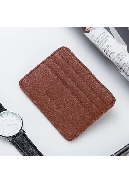 Koyu Kahverengi Moda Ince Minimalist Cüzdan Pu Deri Kredi Kartı Tutucu Kısa Çanta Deri Kimlik Kartı Tutucu Şeker Renk Bankası Çoklu Yuva Kartı (Yurt Dışından) fırsatları