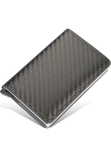 Kahve Karbon Fiber Karbon Fiber Kart Sahibinin Erkekler Metal Alüminyum Kutu Otomatik Pop-Up Kart Tutucu Kadın Rfid Anti-Hırsızlık Tokatlamak Kart Kutusu (Yurt Dışından)