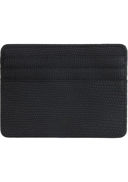 Siyah Ince Çok Yuvalı Kart Tutucu Nakit Para Klipsi Cüzdan Ehliyet Kapağı Kertenkele Desen Çapraz Desen Düz Renk Ultra Ince Çanta (Yurt Dışından)