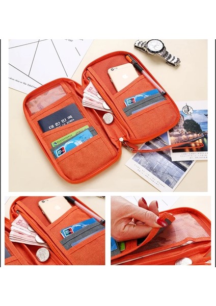 Kırmızı Seyahat Pasaport Çantası Çok Fonksiyonlu Kimlik Kartı Çantası Taşınabilir Saklama Kutuları Büyük Kapasiteli Belge Uzun Bilet Klip Cüzdan Bozuk Para Cüzdanı (Yurt Dışından) modelleri