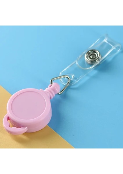 Pembe Moda Kredi Kartı Tutucu Erkek Kadın Çocuk Öğrenci Ayarlanabilir Geri Çekilebilir Makaralı Isimlik Kimlik Kartı Adı Otobüs Kartı Rozeti Tutucu Kılıf (Yurt Dışından)