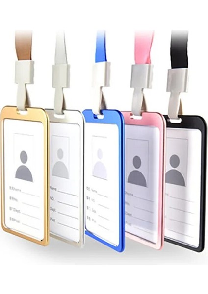 Pembe Unisex Metal Kart Tutucu Iş Yaka Kartı Tutucu ile Kordon Iş Çalışma Kartı Adı Durumda Kimlik Bankası Kredi Kartı (Yurt Dışından) fiyatları