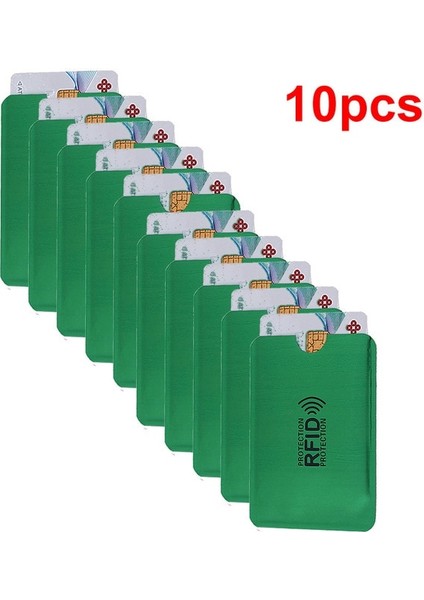 10 Adet Yeşil Anti Rfid Cüzdan Engelleme Okuyucu Kilidi Banka Kartı Tutucu Kimlik Banka Kartı Durumda Koruma Metal Kredi Nfc Tutucu Alüminyum 6*9.3cm (Yurt Dışından)