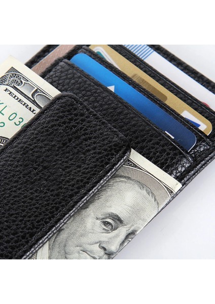 Siyah Erkek Ultra Ince Cüzdan Bozuk Para Cüzdanı Manyetik Toka Kartvizit Tutucu Ince Öğütülmüş Kaliteli Pu Malzeme Açık Için 2022 Yeni (Yurt Dışından) modelleri