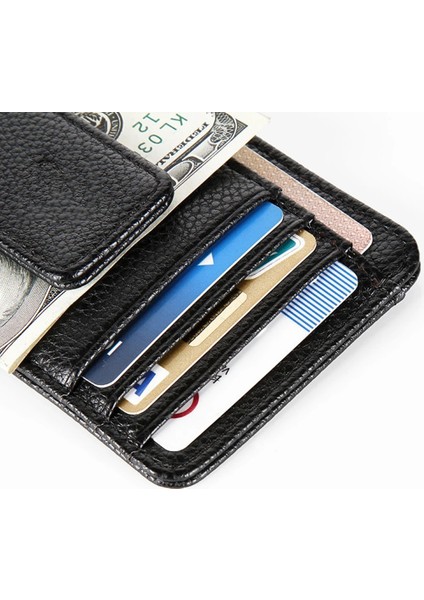 Siyah Erkek Ultra Ince Cüzdan Bozuk Para Cüzdanı Manyetik Toka Kartvizit Tutucu Ince Öğütülmüş Kaliteli Pu Malzeme Açık Için 2022 Yeni (Yurt Dışından) indirimleri