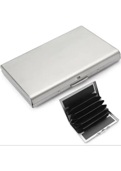 Gümüş 2019 Yeni Sıcak Adam Iş Ince Rfid Engelleme Paslanmaz Çelik Kimlik Kredi Kartı Cüzdanı Anti-Tarama Engelleme Kredi Kartı Tutucu (Yurt Dışından)