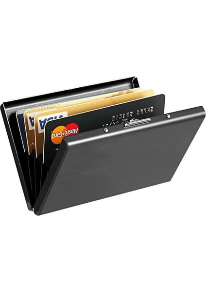 Gümüş 2019 Yeni Sıcak Adam Iş Ince Rfid Engelleme Paslanmaz Çelik Kimlik Kredi Kartı Cüzdanı Anti-Tarama Engelleme Kredi Kartı Tutucu (Yurt Dışından) fiyatları