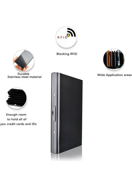 Gümüş 2019 Yeni Sıcak Adam Iş Ince Rfid Engelleme Paslanmaz Çelik Kimlik Kredi Kartı Cüzdanı Anti-Tarama Engelleme Kredi Kartı Tutucu (Yurt Dışından) fırsatları