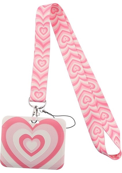 J 1 Adet Öğrenci Otobüsü Kimlik Kartı Koruyucu Kapak Geçiş Erişim Kartı Kol Boyun Kadın Sevimli Renkli Kalp Kordon Kart Tutucu Kılıf (Yurt Dışından)