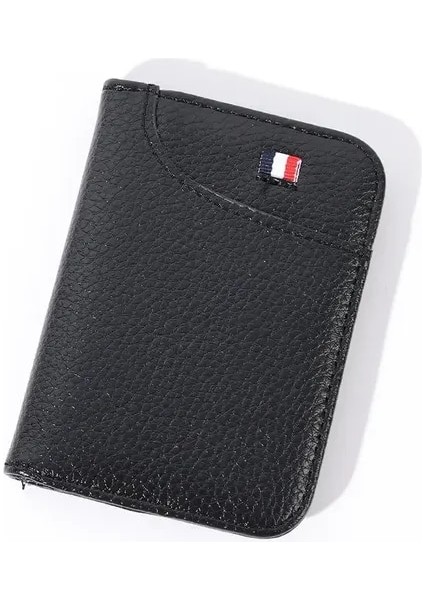 Siyah Erkek Kart Tutucu Ince Mini Cüzdan Kart Saklama Çantası Unisex Zarif Pu Bozuk Para Cüzdanı Rfid Engelleme Banka Kartı Nakit Depolama Kılıfı (Yurt Dışından)
