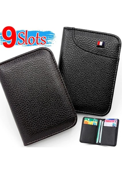 Siyah Erkek Kart Tutucu Ince Mini Cüzdan Kart Saklama Çantası Unisex Zarif Pu Bozuk Para Cüzdanı Rfid Engelleme Banka Kartı Nakit Depolama Kılıfı (Yurt Dışından) fiyatları