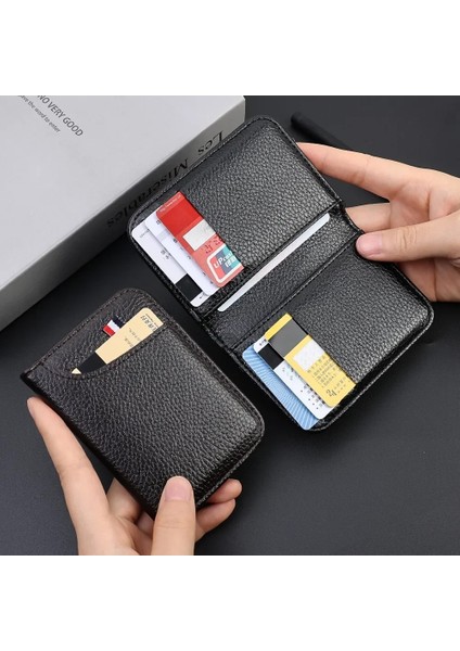 Siyah Erkek Kart Tutucu Ince Mini Cüzdan Kart Saklama Çantası Unisex Zarif Pu Bozuk Para Cüzdanı Rfid Engelleme Banka Kartı Nakit Depolama Kılıfı (Yurt Dışından) fırsatları