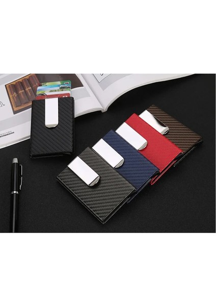 Karbon Fiber Siyah Yeni Iş Kartı Tutucu Karbon Fiber Kimlik Metal Kredi Kartı Cüzdanı Otomatik Kart Kutusu Tasarımcısı Alüminyum Rfid Cüzdan Kart Sahibi (Yurt Dışından) fırsatları