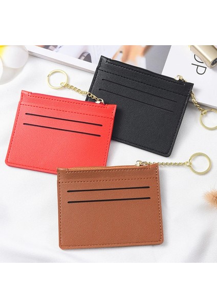 A6 Siyah Kart Tutucu Ince Kartvizit Cüzdan Ince Banka Kredi Kartı Kimlik Kartları Fermuarlı Bozuk Para Kesesi Kılıf Çanta Cüzdan Organizatör Kadın Erkek (Yurt Dışından) indirimleri