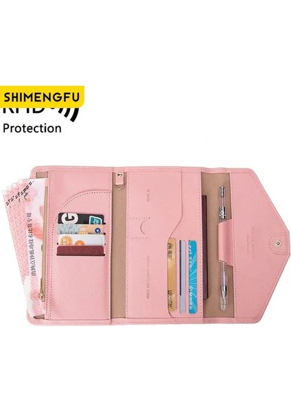 Pembe Su Geçirmez Pasaport Tutucu Seyahat Cüzdanı Çok Fonksiyonlu Erkek Erkek Cüzdan Kart Tutucu Debriyaj Fotoğraf Tutucu Iş Çantalar Cüzdan (Yurt Dışından)