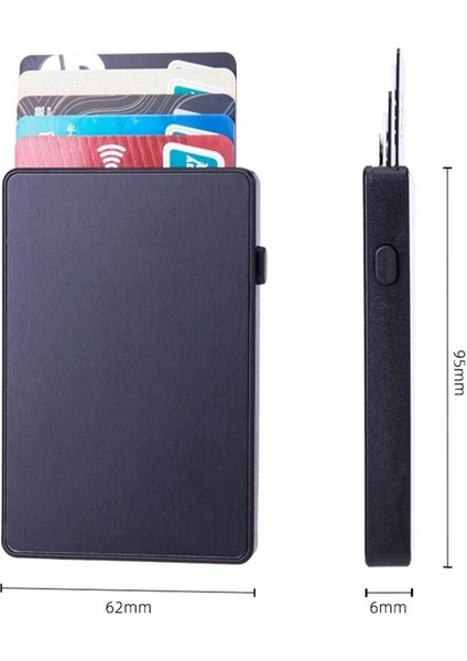 Karbon Fiber Siyah Karbon Fiber Kimlik Kartı Tutucu Erkekler Rfid Engelleme Kart Kutusu Akıllı Cüzdan Metal Alüminyum Ultra-Ince Yaratıcılık Açılır Kart Sahibi Erkek (Yurt Dışından) modelleri