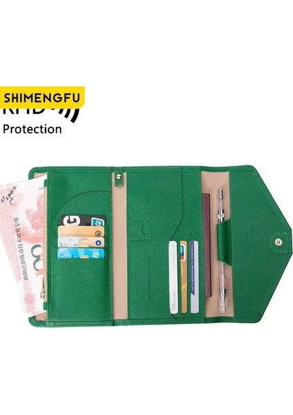 Yeşil Su Geçirmez Pasaport Tutucu Seyahat Cüzdanı Çok Fonksiyonlu Erkek Erkek Cüzdan Kart Tutucu Debriyaj Fotoğraf Tutucu Iş Çantalar Cüzdan (Yurt Dışından)