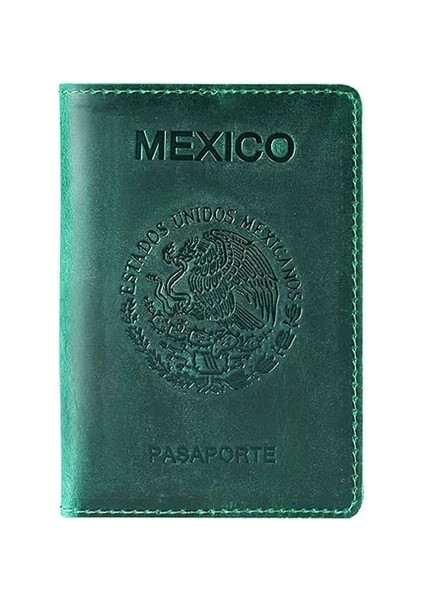 Yeşil Kemy High-End Meksika Hakiki Deri Pasaport Kapağı Meksika Kredi Kart Tutucu Vintage Erkek Kadın Pasaport Kılıfı Seyahat Cüzdanı (Yurt Dışından)