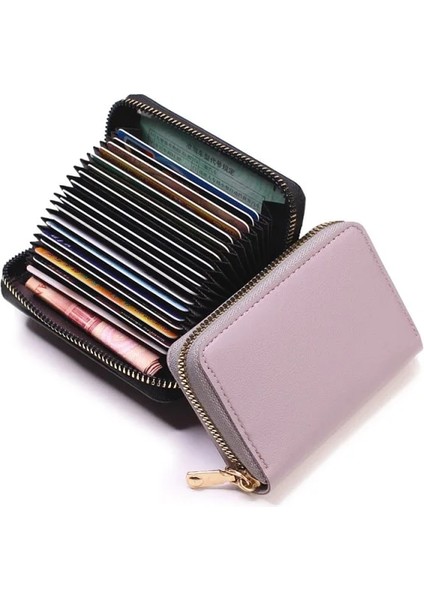 20 Bit Açık Mor Moda Pu Kart Çantası Büyük Kapasiteli Kredi Kartı Tutucu Erkekler Kartvizit Cüzdan Kadın Değişim Organizatör Fermuar Çanta Bayanlar 2022 (Yurt Dışından)
