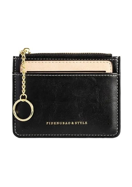 C Erkek ve Kadın Kimlik Kartı Tutucu Pu Fermuar Küçük Bozuk Para Cüzdanı Kredi Kartı Tutucu Düz Renk Kartvizit Kılıfı Kartvizit Tutucu (Yurt Dışından)