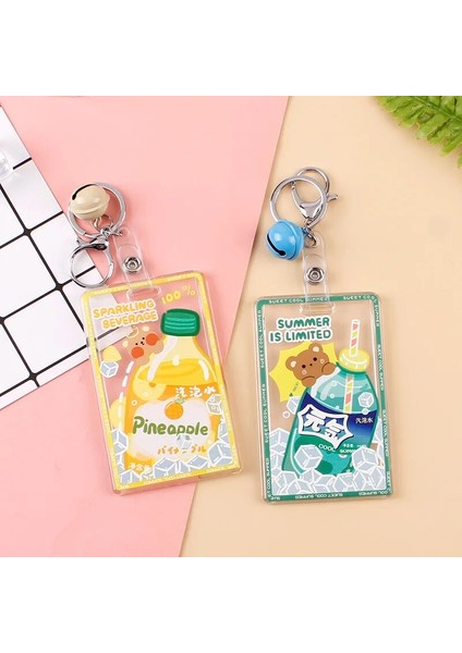 E Karikatür Şeffaf Akrilik Kredi Kartı Tutucu Kılıf Kadınlar Için Kız Sevimli Öğrenci Otobüsü Kimlik Kartı Kapak Koruma Anahtarlık Çan (Yurt Dışından) indirimleri