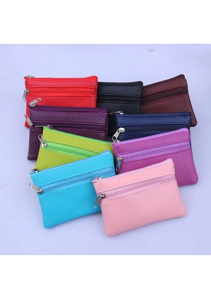 Stil 8 Moda Deri Kadın Cüzdan Debriyaj Bir/iki Zip Kadın Lychee Desen Küçük Bozuk Para Cüzdanı Yepyeni Taşınabilir Yumuşak Mini Kart Çantası (Yurt Dışından) fırsatları