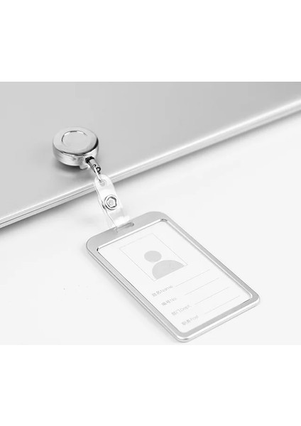 Gümüş 1 Adet Geri Çekilebilir Rozet Kart Sahibinin Alüminyum Çalışma Kartı Kılıfı Hemşire Doktor Kimlik Adı Kart Rozeti Tutucu Okul Ofis Malzemeleri (Yurt Dışından)