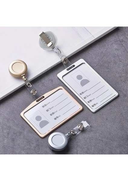 Gümüş 1 Adet Geri Çekilebilir Rozet Kart Sahibinin Alüminyum Çalışma Kartı Kılıfı Hemşire Doktor Kimlik Adı Kart Rozeti Tutucu Okul Ofis Malzemeleri (Yurt Dışından) indirimleri